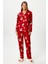 Kadın Nora Premium Kırmızı Ayıcık Süet Doku Düğmeli Yılbaşı Pijama Takımı 7