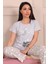 Kadın Sweet Dreams Sloganlı Bisiklet Yaka Kısa Kollu Altı Uzun Penye Pijama Takımı 2