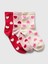 Kız Çocuk Çok Renkli 3'lü Kalp Desenli Crew Çorap Seti 1