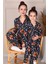 Ayıcık Desenli Süet Anne-Kız Pijama Takımı Lacivert 4