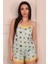 Kadın Avokado Desenli Ip Askılı Şortlu Pijama Takımı Mint 1