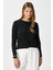 Kadın Luxe Contrast Siyah Bisiklet Yaka Viskon Triko Kazak 3