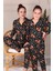 Ayıcık Desenli Süet Anne-Kız Pijama Takımı Siyah 4