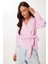 Gömlek Yaka Çizgili Anvelop Poplin Bluz LDP0070 Pembe 2