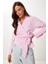 Gömlek Yaka Çizgili Anvelop Poplin Bluz LDP0070 Pembe 3