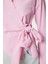 Gömlek Yaka Çizgili Anvelop Poplin Bluz LDP0070 Pembe 4