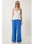 Geniş Paça Keten Pantolon LDP0071 Mavi 1