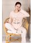 Fiyonk Desenli Uzun Kollu Pijama Takımı Somon 2