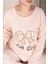 Fiyonk Desenli Uzun Kollu Pijama Takımı Somon 3