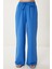 Geniş Paça Keten Pantolon LDP0071 Mavi 3