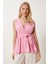 Anvelop Yaka Ajurlu Örme Bluz LZV0015 Pembe 2