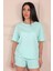 Minik Nokta Kalp Desenli Kısa Kol Şortlu Pijama Takımı Turkuaz 1