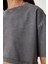 Soluk Efektli Pamuklu Crop Örme T-Shirt LBF0019 Antrasit 3