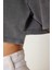 Soluk Efektli Pamuklu Crop Örme T-Shirt LBF0019 Antrasit 4