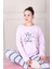 Kar Tanesi Desenli Uzun Kollu Pijama Takımı Lila 2