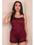 Leopar Desenli Ip Askılı Şortlu Pegasus Pijama Takımıı Bordo 3