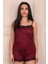 Leopar Desenli Ip Askılı Şortlu Pegasus Pijama Takımıı Bordo 4
