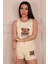 Kadın Ayıcık Baskılı Kalın Askılı Şortlu Viskon Pijama Takımı 3