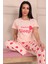 Kadın Sweet Sleep Sloganlı Bisiklet Yaka Kısa Kol Altı Uzun Penye Pijama Takımı 4