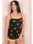 Kadın Ayçiçeği Desenli Şortlu Pegasus Pijama Takım Siyah 4