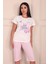 Kadın Nap Queen Sloganlı Bisiklet Yaka Kısa Kollu Altı Kapri Penye Pijama Takımı 1