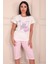 Kadın Nap Queen Sloganlı Bisiklet Yaka Kısa Kollu Altı Kapri Penye Pijama Takımı 3