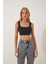 Askılı Fitilli Crop Örme Bluz LGT0012 Siyah 3