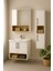 Legna 80 cm Beyaz-Ahşap Renkli, Seramik Lavabolu, Alt - Üst ve Boy Dolaplı Tamamı Mdf Banyo Dolabı Seti 5