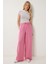 Geniş Paça Keten Pantolon LDP0071 Pembe 1