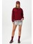 Kadın Cozy Içi Polarlı Bordo Basic Bisiklet Yaka Pamuklu Kalın Örme Sweatshirt 1