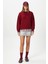 Kadın Cozy Içi Polarlı Bordo Basic Bisiklet Yaka Pamuklu Kalın Örme Sweatshirt 6