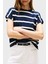 % 100 Pamuk Regular Fit Bisiklet Yaka Çizgili T Shirt Bayan T Shirt WW0WW45628 0bb 1