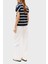 % 100 Pamuk Regular Fit Bisiklet Yaka Çizgili T Shirt Bayan T Shirt WW0WW45628 0bb 3