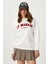 Kadın Marais Ekru Kırmızı Nakışlı Oversize Sweatshirt 3