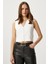Kadın Petite Çıtçıtlı Crop Krem Triko Yelek 7