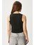 Kadın Petite Çıtçıtlı Crop Siyah Triko Yelek 6