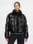 Kadın Siyah Vegan Deri Crop Puffer Şişme Mont 1