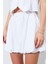 Kadın Ekru Beli Lastikli Stoplu Bolon Şort Etek 5