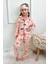 Bulut ve Kuzu Desenli Gömlek Yaka Kız Çocuk Pijama Takımı 1