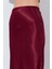Kadın Bordo Saten Uzun Etek 5