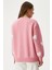 Kadın Love Kalp Nakışlı Pembe Sweatshirt 6