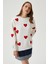 Kadın Love Kalp Nakışlı Ekru Kırmızı Sweatshirt 6