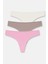 3P Basic Yüksek Bel Koton Brazilian String - Ekru/Vizon/Pembe 1