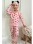 Kiraz Desenli Beyaz Puantiyeli Kız Çocuk Gömlek Yaka Düğmeli Pembe Pijama Takımı 1