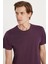 Unisex Slim Fit Dar Kesim %100 Pamuk Yumuşak Dokulu Mor Bisiklet Yaka Tişört 1