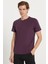 Unisex Slim Fit Dar Kesim %100 Pamuk Yumuşak Dokulu Mor Bisiklet Yaka Tişört 2