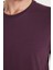 Unisex Slim Fit Dar Kesim %100 Pamuk Yumuşak Dokulu Mor Bisiklet Yaka Tişört 3