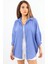 Kadın Keten Comfy Uzun Eflatun Gömlek 5