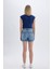Boyfriend Yüksek Bel Katlamalı Paça Jean Şort C2469AX24SM 6