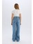 Kız Çocuk Wide Leg Yırtık Detaylı Geniş Paça Jean Pantolon 6